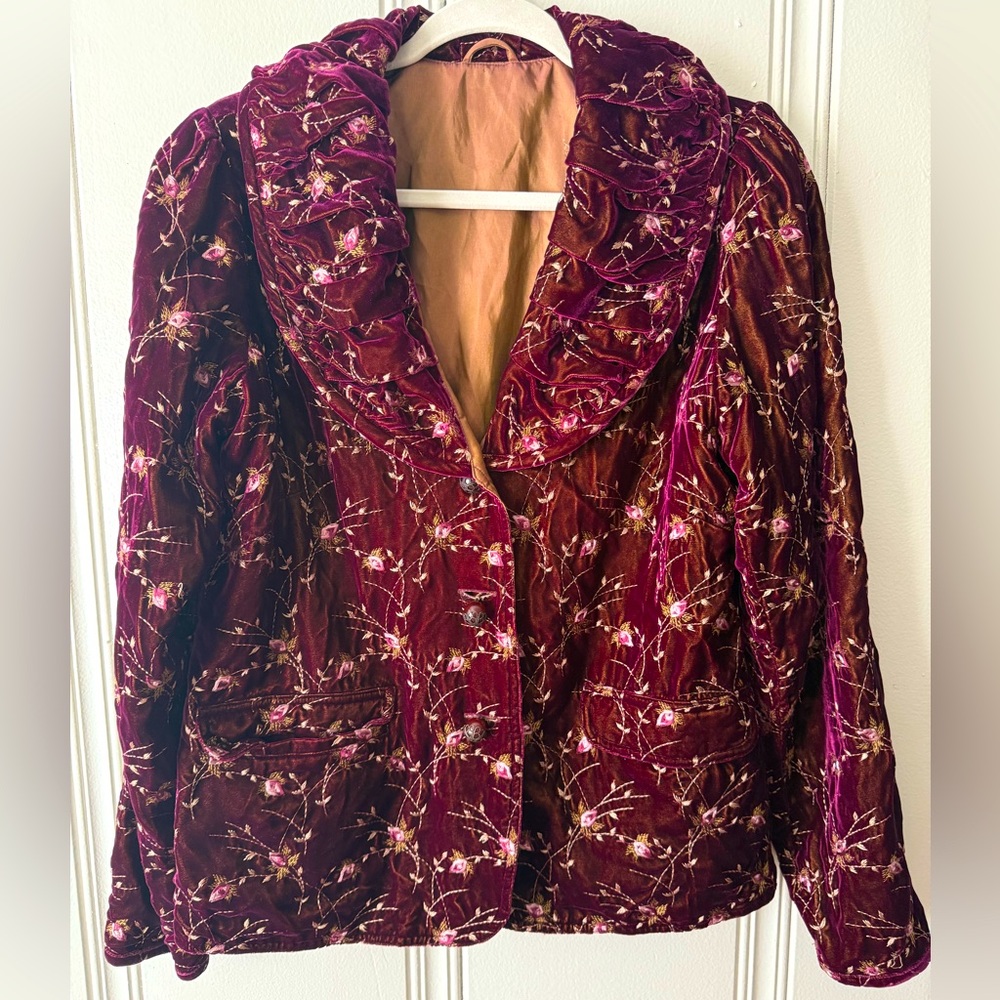 Mycra Pac One ✨VINTAGE✨ Designer Reversible Crushed Velvet Jacket w/ embroidery